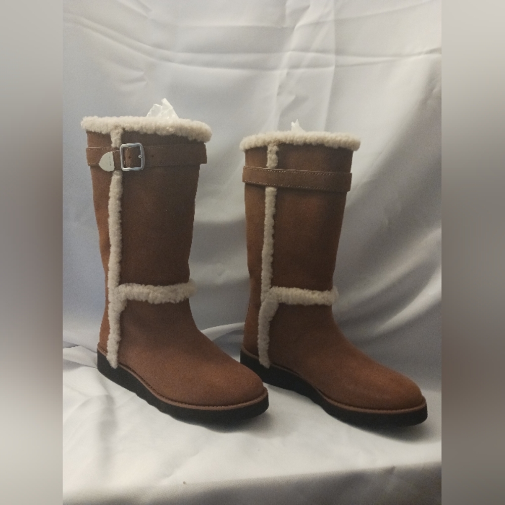 Coach Belmont Suede Saddle Boots, Euc. View 2